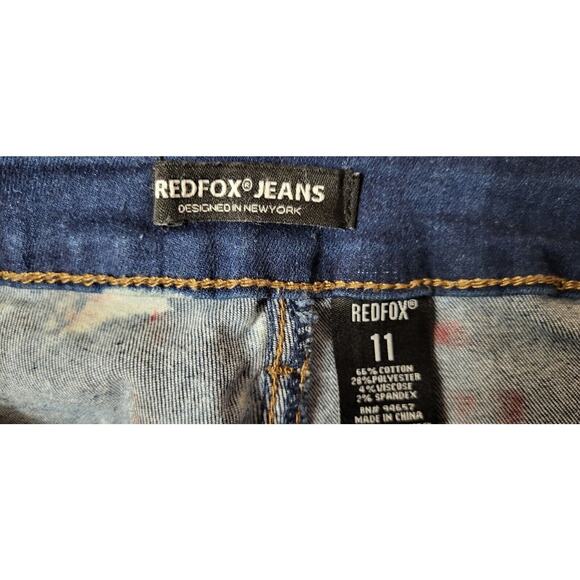 RED FOX Colorful Artsy Multi Colored Painted Neon Jeans Women Junior Size 11 - Picture 8 of 12